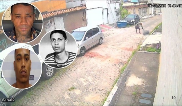 Câmera flagrou assassinato de Luan Fernandes Manoel. Dois suspeitos foram identificados. Foto: Montagem/ Folha Vitória